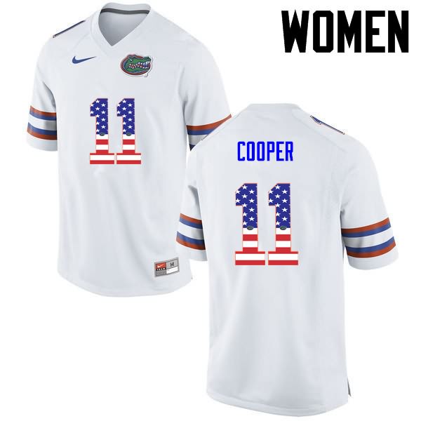 NCAA Florida Gators Riley Cooper Women's #11 USA Flag Fashion Nike White Stitched Authentic College Football Jersey GMB4064BI